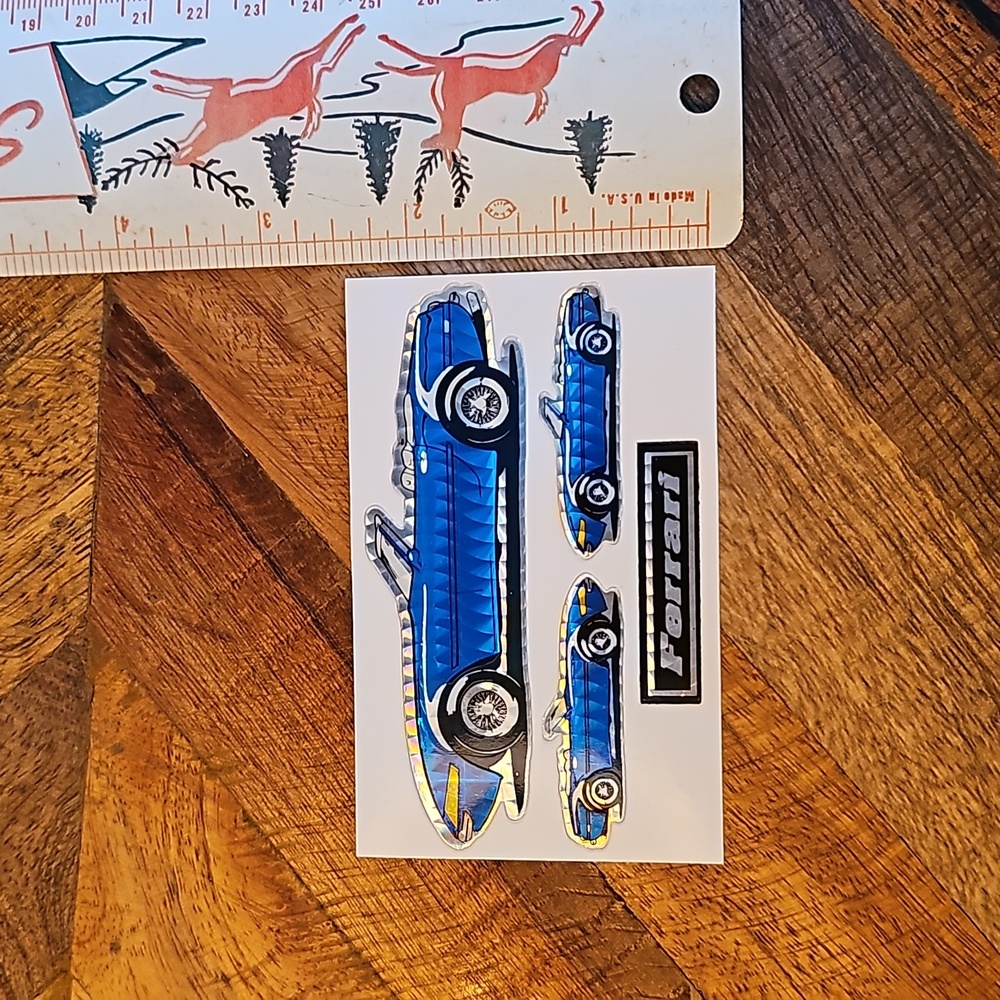Vintage vending machine stickers Prism Blue Ferrari